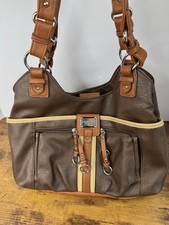 Jones New York Signature Brown Tan Faux Leather Shoulder Bag Satchel Purse