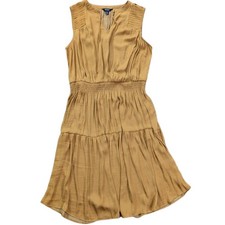 Simply Vera Vera Wang Sleeveless Dress Mustard Yellow Fall Size XL Smocked Waist