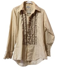 Delton Shirt Men 70's Tuxedo Ruffle Permanent Press French Cuff 15 1/2 33 VTG