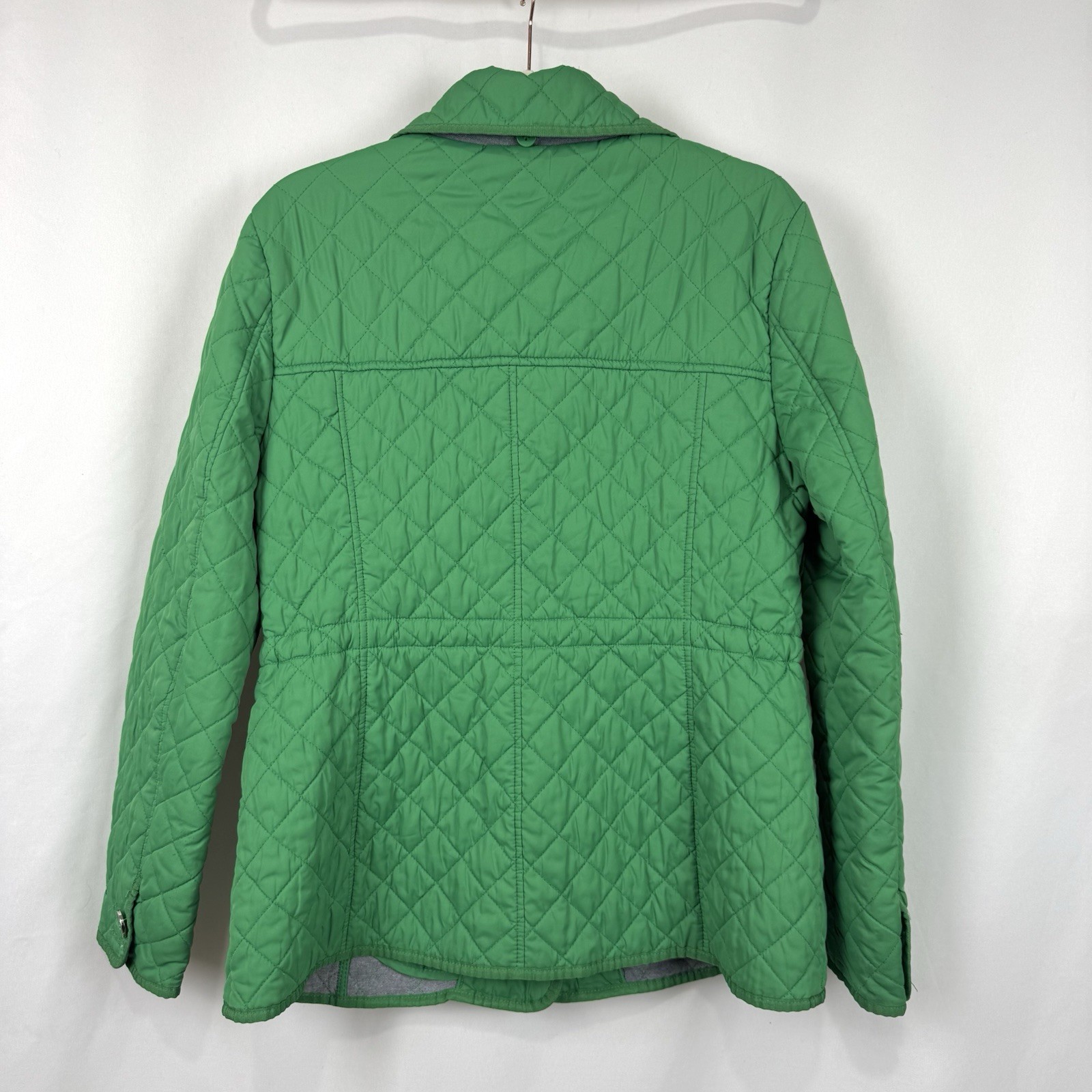 Tommy Hilfiger Women’s L Green Quilted Coat Classic Jacket Waist Tie Full Zip thumbnail 4