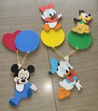 Vtg 80s Disney Cardboard Wall Hanging Baby Nursery Decor Mickey Pluto Donald