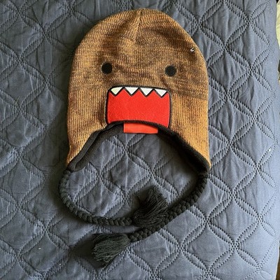 Vintage Y2K Domo Kun Face Brown Beanie knit Winter Hat 1998 