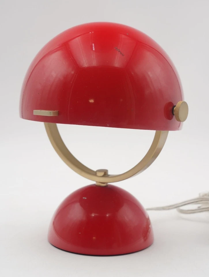 West Elm Clint Mini Desk Lamp Modern Red Metal Dome Swivel Task Light - Image 3 of 4