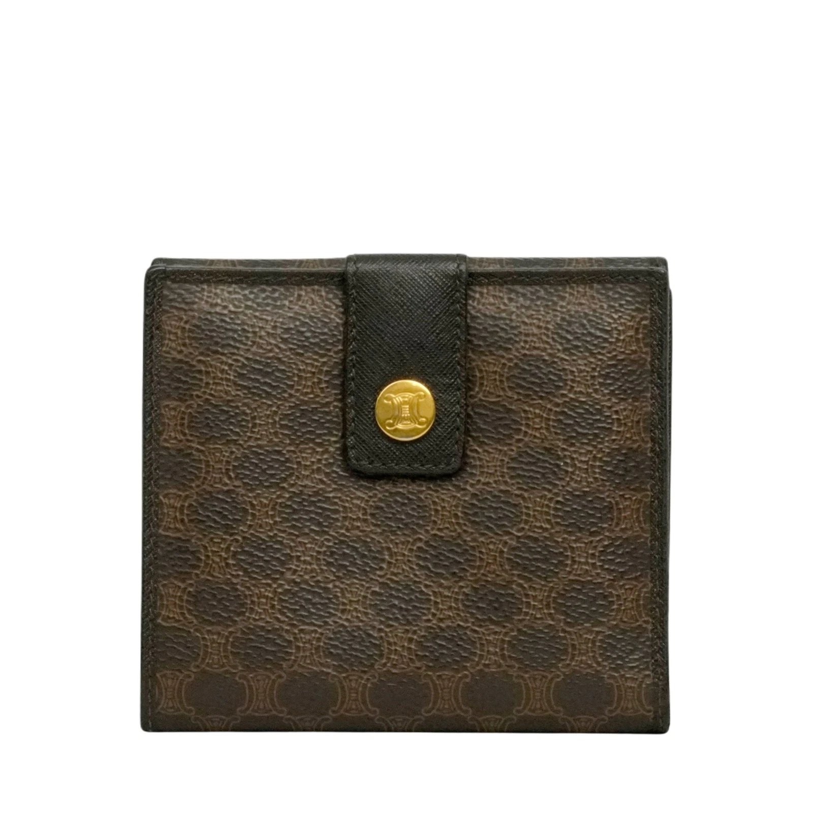 Portafoglio Celine Macadam bif marrone oro W4 3 pollici x H3 9 pollici x D0 7 pollici