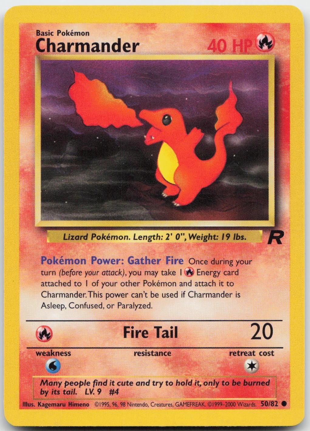 Charmander 50/82 Common Team Rocket Pokemon Unlimited Lightly Played