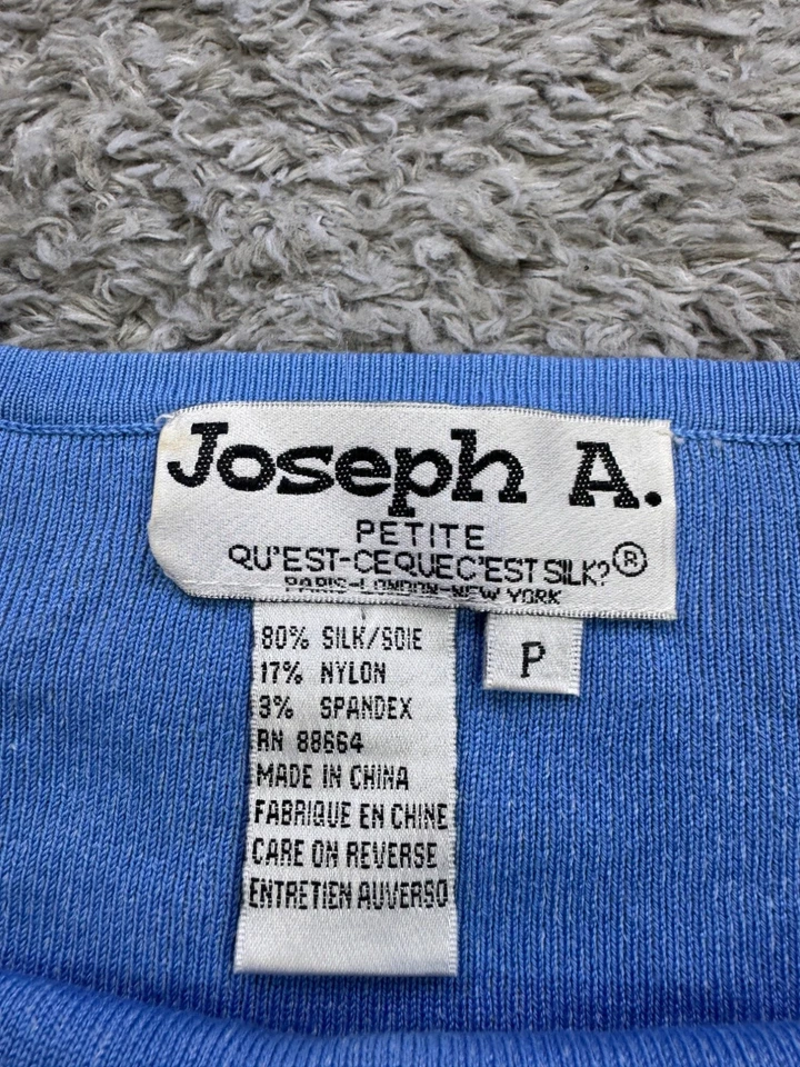 Suéter Joseph A Mujer Pequeño Azul Aqua Seda Manga 3/4 Cuello Corazón Pullover Foto 3 de 4