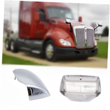 Chrome Hood Mirror Covers Fit for Kenworth T680 Peterbilt 579/587,Driver & 
