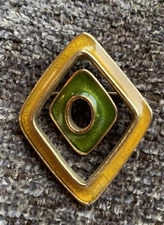 Vtg Florenza Pin Brooch Enamel Dangle Modernist MCM Gold Green