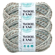  3 Pack Lion Brand Yarn 640-542C Wool-Ease Thick  Quick Bulky Yarn, Seaglass