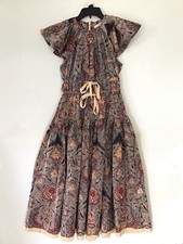 Ulla Johnson Multi Color Floral Ruffle Cotton Dress Sz 00 New