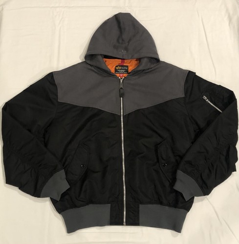 Alpha Industries Bomberjacke Herren Gr. XL mit Kapuze schwarz/grau