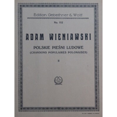 Wieniawski Adam Polish Folk Songs No 2 Song Piano 1926