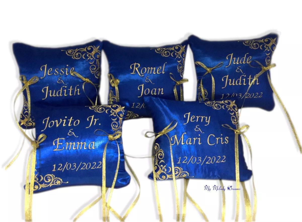 Royal blue best sale ring bearer pillow