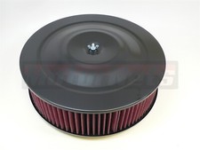 Black Top 14x5 Performance Air Cleaner Kit Red Washable Flat Base Chevy Ford