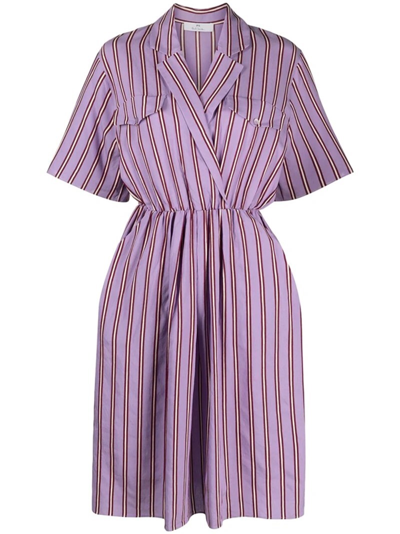Brand New Paul Smith Womens Lilac Stripe Silk-Blend Dress Purple Size 6 RRP £385