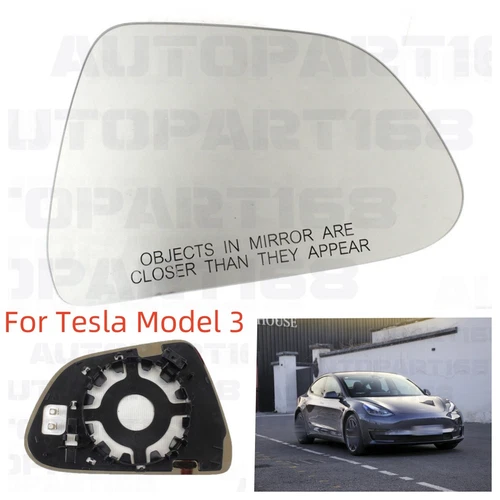 For Tesla Model 3 2013-2022 Right Passenger Side Heated Mirror Glass With Plate