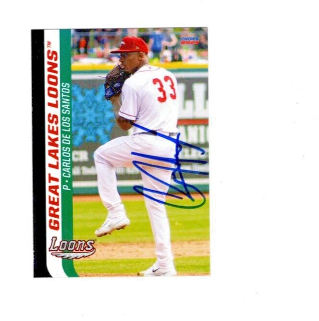 Carlos De Los Santos 2023 Great Lakes Loons signed autograph baseball card e