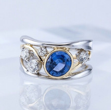 2.1 CT Simulated Sapphire Wavy Ring for Her Silver Plated Woman Christmas Gifts