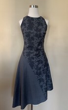 banana republic Light Weight Wool Gray Floral High-low MIDI dress Sz 2