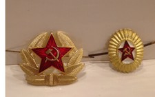 2 Soviet Officers Cap Russian Army Ushanka Hat Badge Uniform Military Red Star