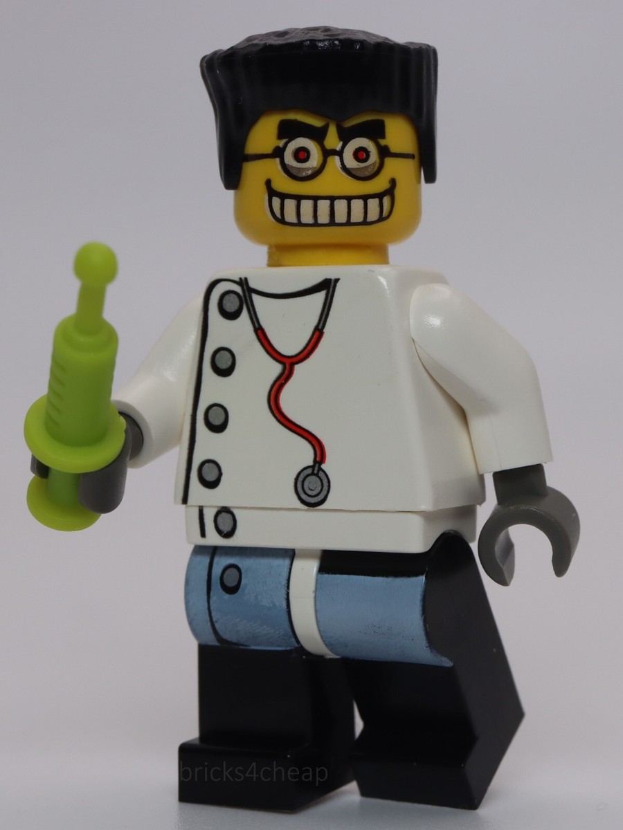 Lego Studios Mad Scientist Dual Sided Head White Lag Coat
