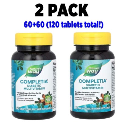 Nature's Way, Completia, Diabetic Multi-Vitamin, 2 PACK, 60 Tablets each x 2