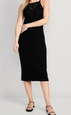 Old Navy Blacked Fitted Chevron Knit Midi Sweater Dress XXL NEW