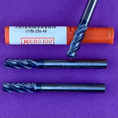MICRO 100  VHM-250-4X  Carbide  1/4'' End Mill; 4 flutes; AlTiN Machinist