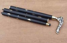 Antique Style Brass Victorian Handle Wooden Walking Stick Cane Vintage Designer