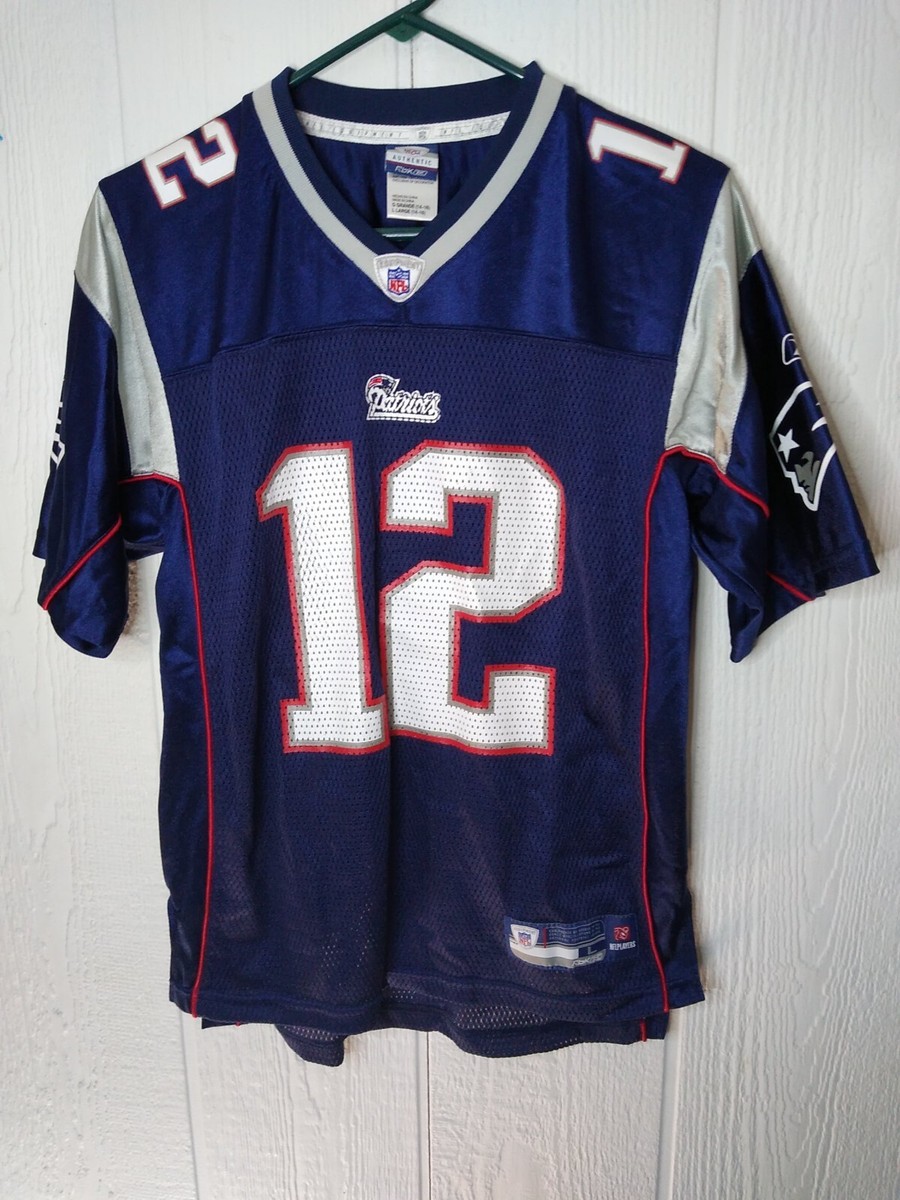 Tom Brady #12 New England Patriots Jersey Boys Youth Sz L Reebok