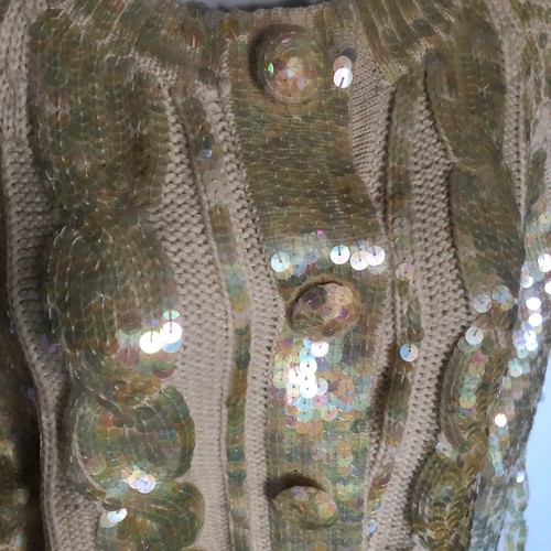 VTG 80's "Destinee" Cardigan Sequin Long Sleeve Wool Acrylic Blend Sweater - Picture 4 of 12