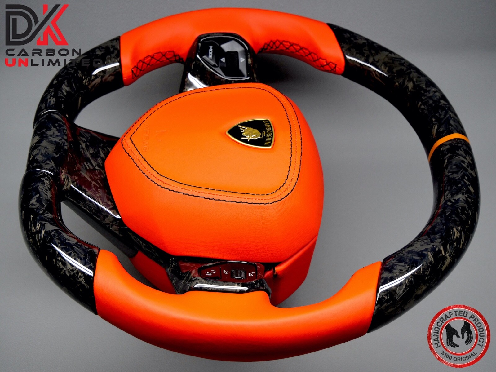 Lamborghini Aventador LP700 LP740 Arancio Dryope Forged Carbon Steering Wheel v2
