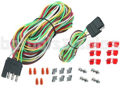 25ft 4 Way Trailer Wiring Connection Kit Flat Wire Extension Harness
