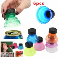 6Pcs Soda Saver Pop Beer Beverage Can Cap Flip Bottle Top Lid Protector Snap On~