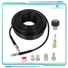 100FT 5800PSI Pressure Washer Drain Cleaning Hose fits Sewer Jetter Nozzles Kit