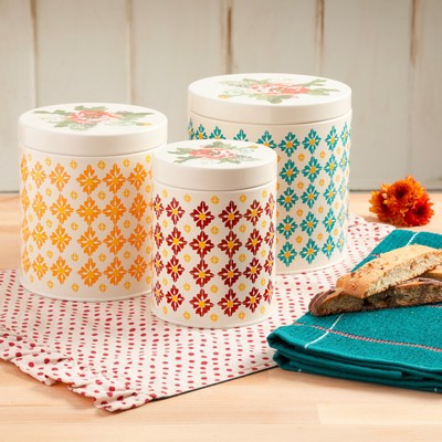 The Pioneer Woman Canister Set Vintage Geo Countertop 3 Piece