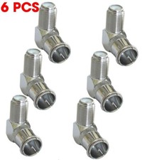6x F Type Male to Female Right Angle Push On Adapter Coaxial Cable TV Connector