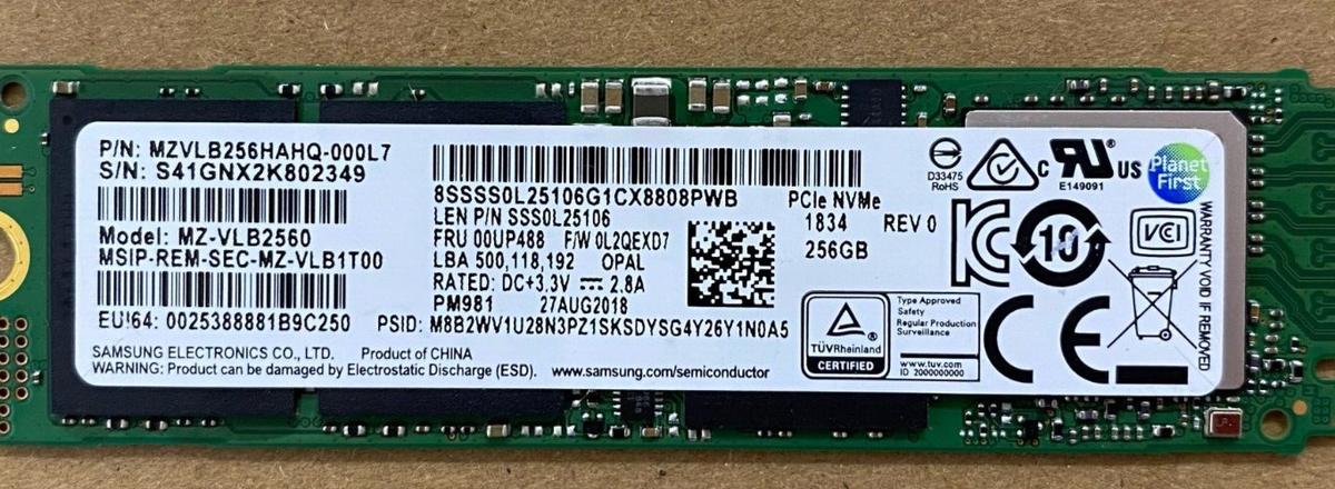 Samsung PM981 2TB,Internal,M.2 2280 Solid State Drive for