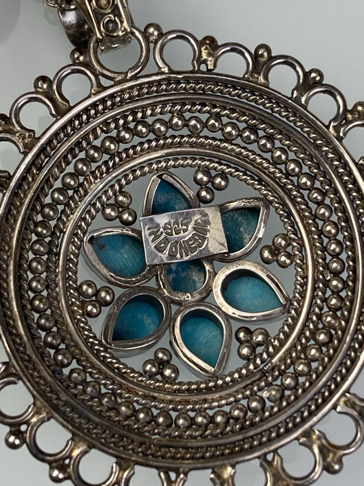 Sterling 925 Solid Silver Natural Turquoise Penda… - image 9