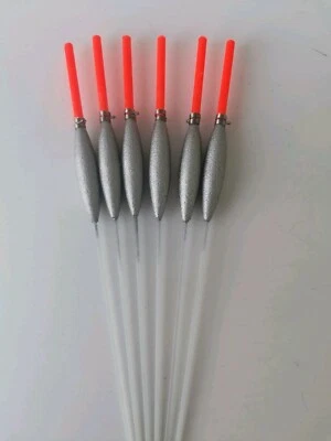 SAXON 6 X Slim Pole Floats. Glasstiel 0,2g Silikon inklusive 2,5m Spitze stark Handarbeit