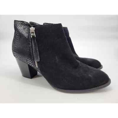 Vionic Black Ortho 322 Anne Ankle Boots Booties Suede Snakeskin