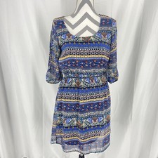 Espresso Shirt Dress Womans Small Geometric Multicolor Short Sleeve Round Neck