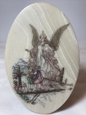 Authentic Handcraft from TN Angle Watching over Children Etching on Soapstone
