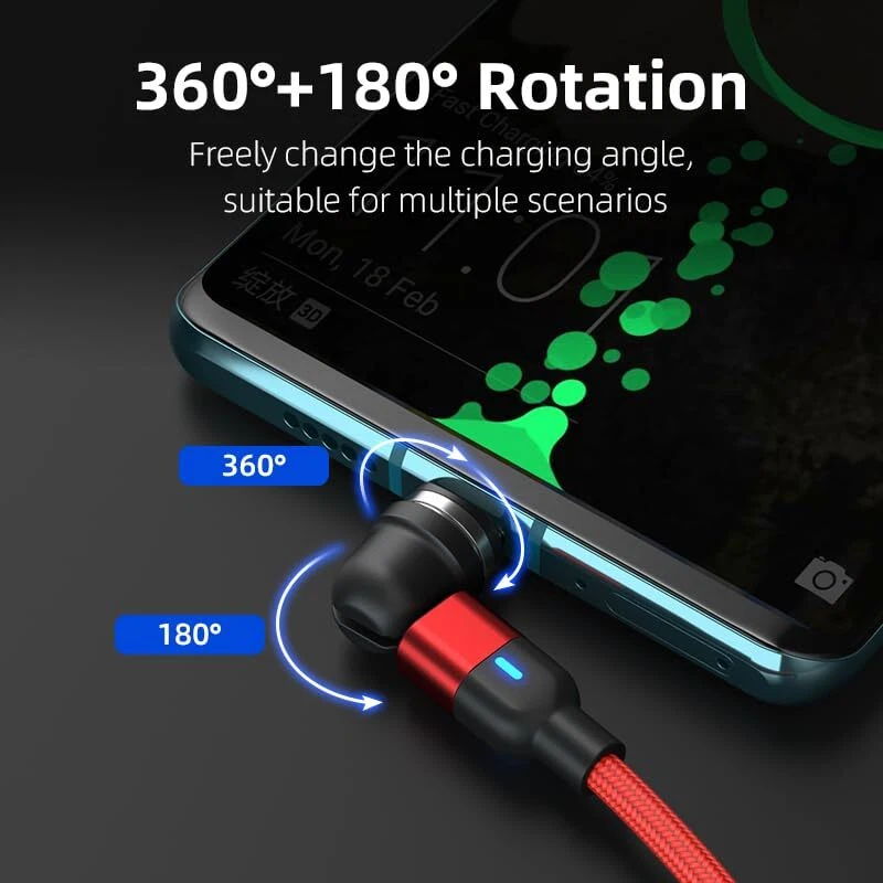 180°+360° Rotate Magnetic Charger Cable Phone Fast Charging Type C Micro USB IOS - Image 4 of 4