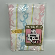 Vtg 60s Snuggle Time Fitted Crib Sheet Juggling Clowns Cotton PROP NOS