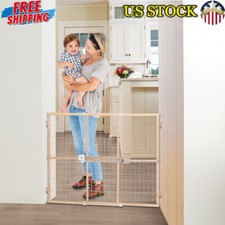 Quick-Fit Wire Mesh Baby Safety Gate Easy Install Adjustable Wide Openings New