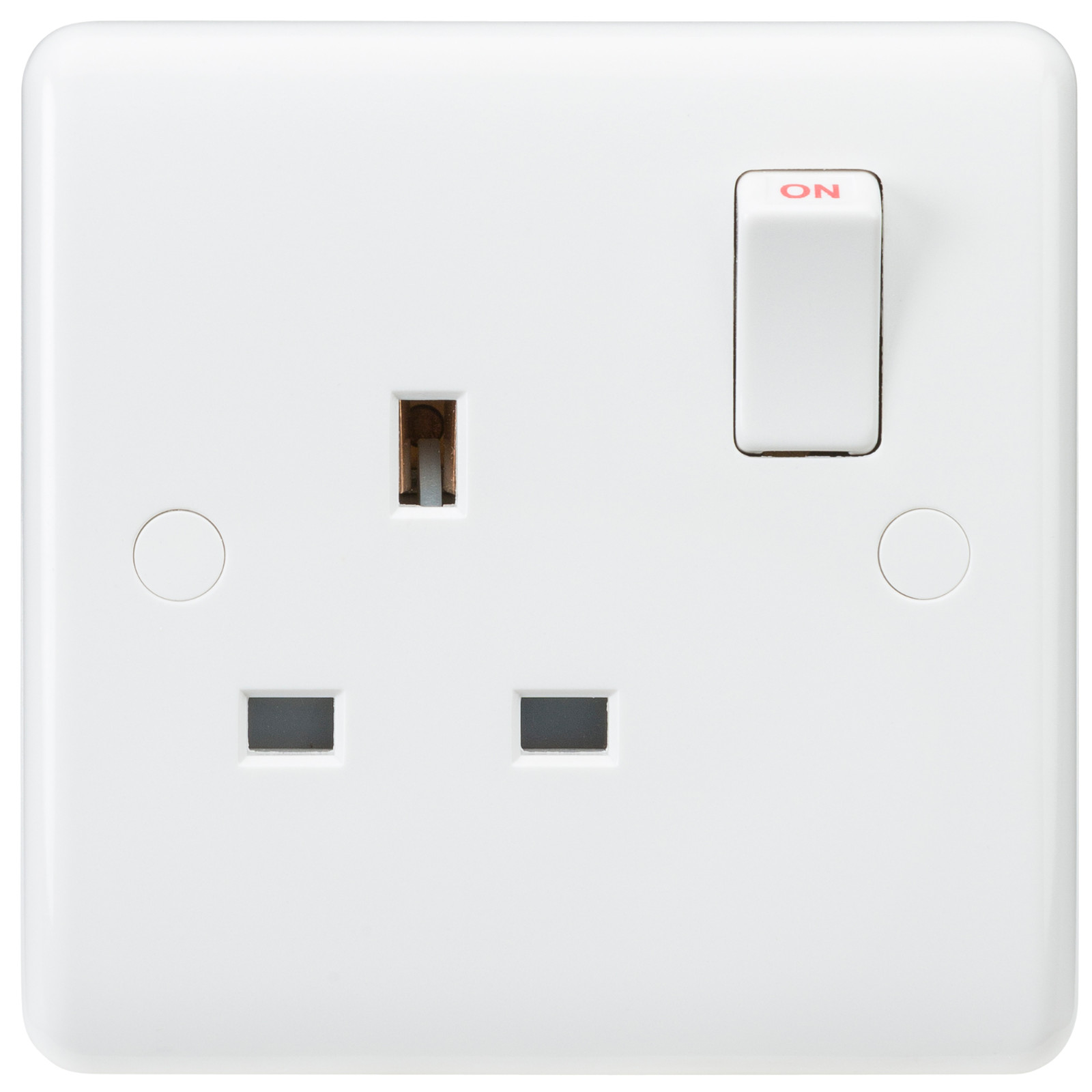 White Curved Edge Wiring Accessories 13A 1G DP Switched Socket