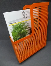 Gustavsberg Sweden 1504 Magazine Holder Rack Mesh 12x9.5 Orange MCM VTG Made in