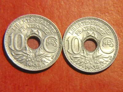Lot: 10 centimes Lindauer 1938 et 1938 sup (avec et sans point) - Photo 1/2