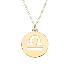 Libra Zodiac Horoscope  Pendant Necklace 14k yellow gold plating Silver jewelry